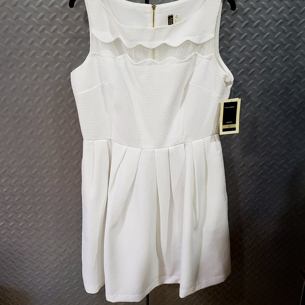 NWT Julian Taylor White Fit and Flare Dress with pockets (12)